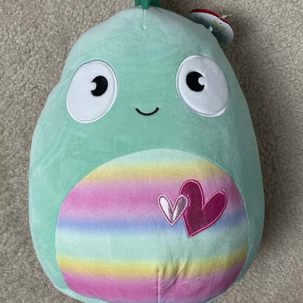 Squishmallow KENT Valentine Green Lizard Chameleon Iguana RAINBOW 12” Plush NEW
